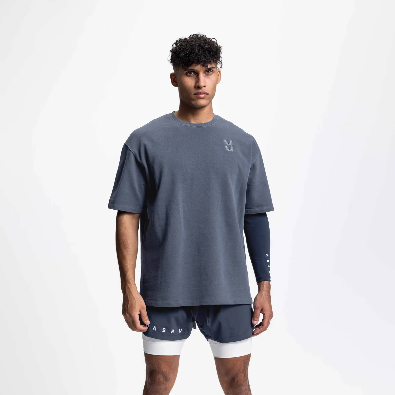 0602. Stone Washed Oversized Tee - Faded Navy