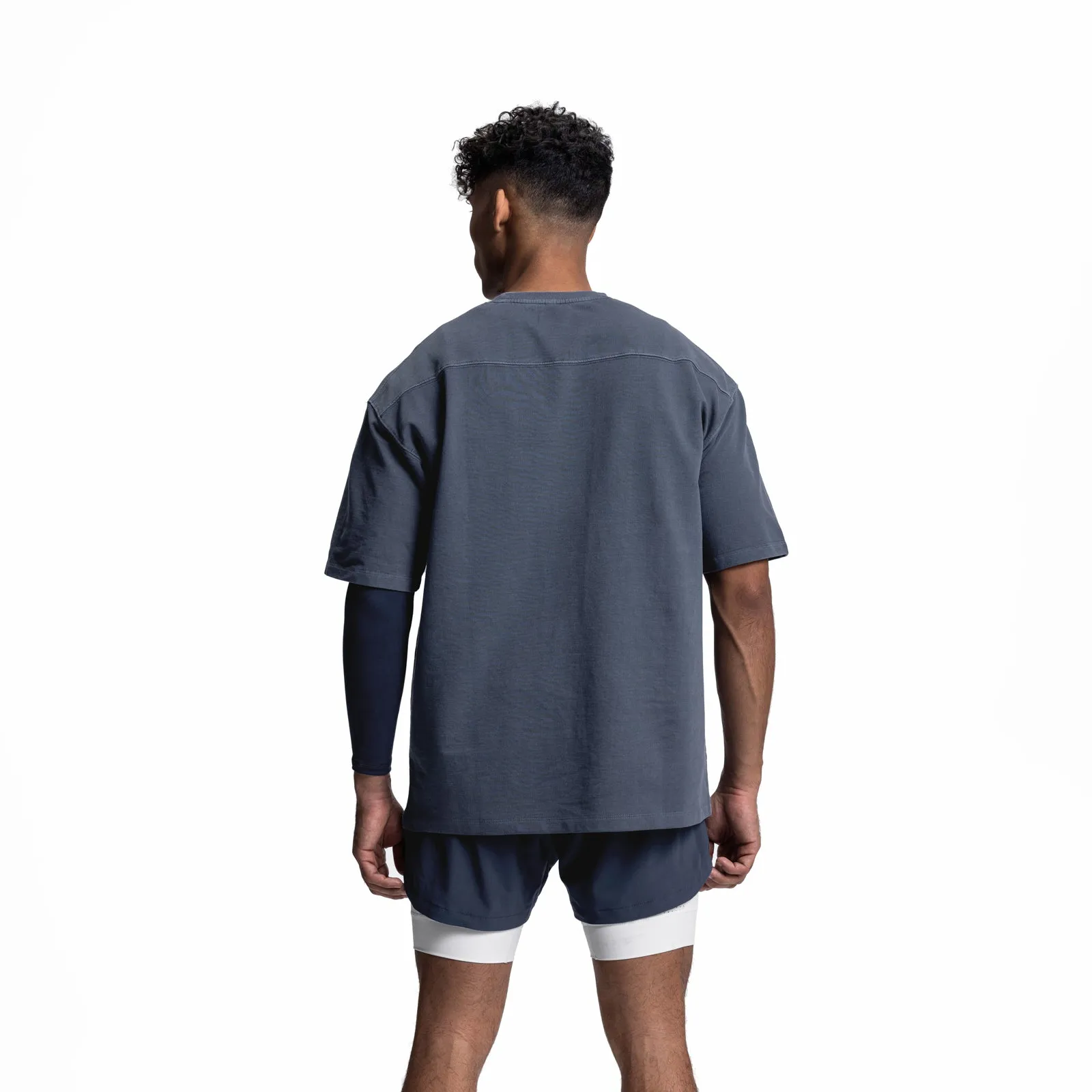 0602. Stone Washed Oversized Tee - Faded Navy