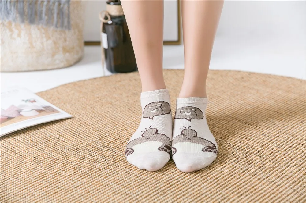 1 Pair Breathable Cute Funny Cartoon Animal 3D Printed Ankle Length Socks