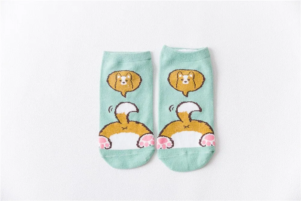 1 Pair Breathable Cute Funny Cartoon Animal 3D Printed Ankle Length Socks