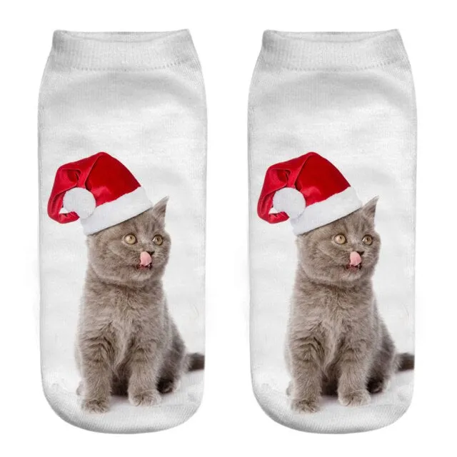 1 Pair Breathable Cute Funny Cartoon Animal 3D Printed Ankle Length Socks