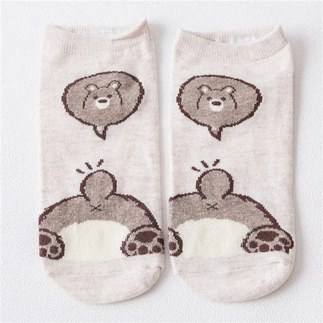 1 Pair Breathable Cute Funny Cartoon Animal 3D Printed Ankle Length Socks