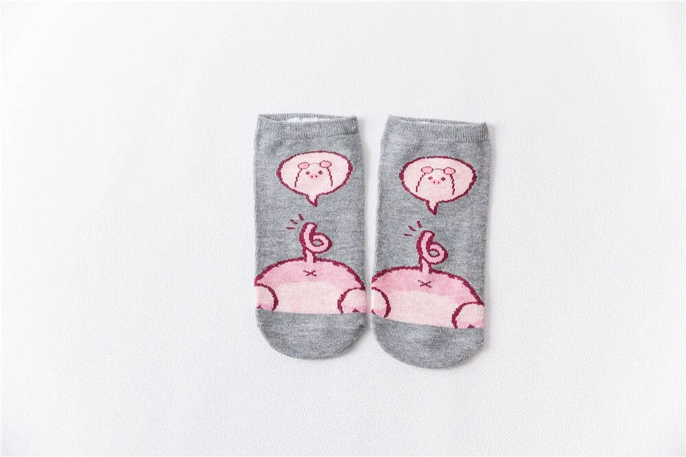 1 Pair Breathable Cute Funny Cartoon Animal 3D Printed Ankle Length Socks