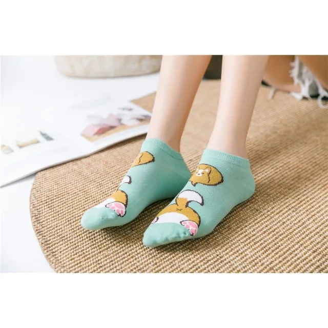 1 Pair Breathable Cute Funny Cartoon Animal 3D Printed Ankle Length Socks