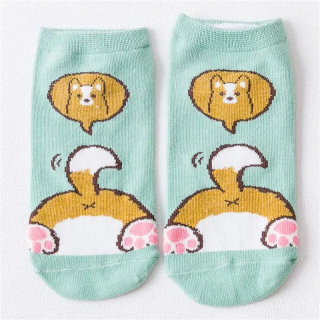 1 Pair Breathable Cute Funny Cartoon Animal 3D Printed Ankle Length Socks