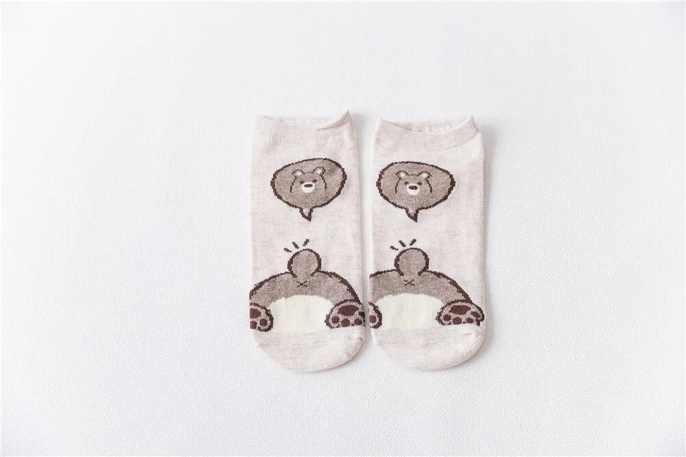 1 Pair Breathable Cute Funny Cartoon Animal 3D Printed Ankle Length Socks