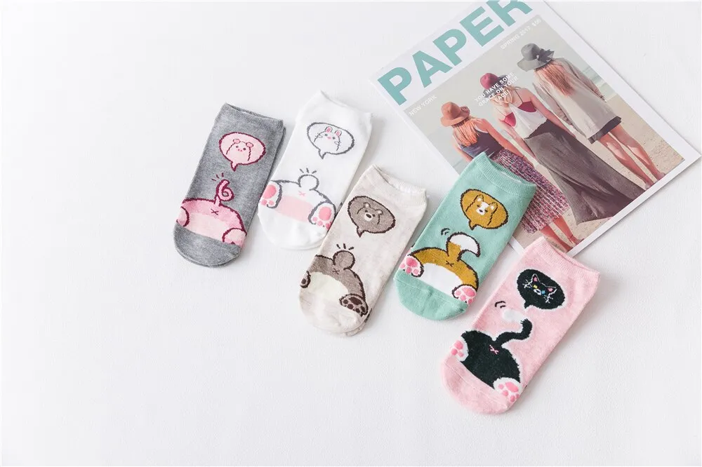 1 Pair Breathable Cute Funny Cartoon Animal 3D Printed Ankle Length Socks