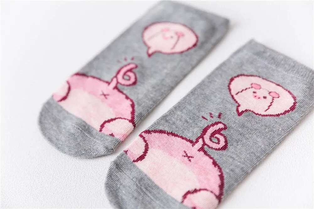 1 Pair Breathable Cute Funny Cartoon Animal 3D Printed Ankle Length Socks