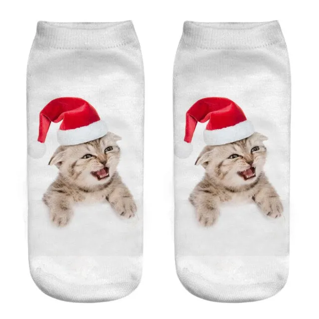 1 Pair Breathable Cute Funny Cartoon Animal 3D Printed Ankle Length Socks