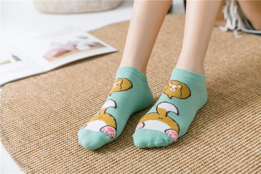 1 Pair Breathable Cute Funny Cartoon Animal 3D Printed Ankle Length Socks