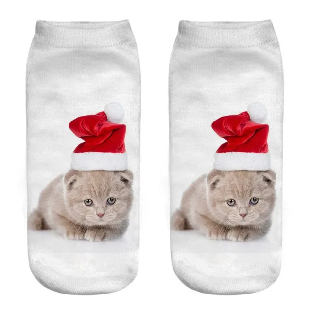 1 Pair Breathable Cute Funny Cartoon Animal 3D Printed Ankle Length Socks