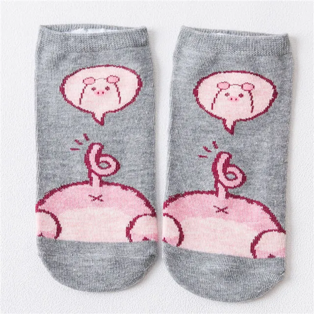 1 Pair Breathable Cute Funny Cartoon Animal 3D Printed Ankle Length Socks