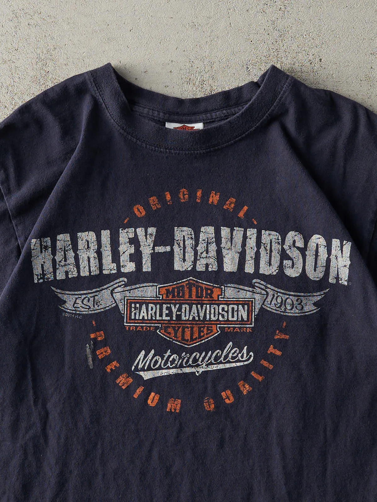 14' Faded Navy Blue St. Augustine Florida Harley Davidson Tee (S)