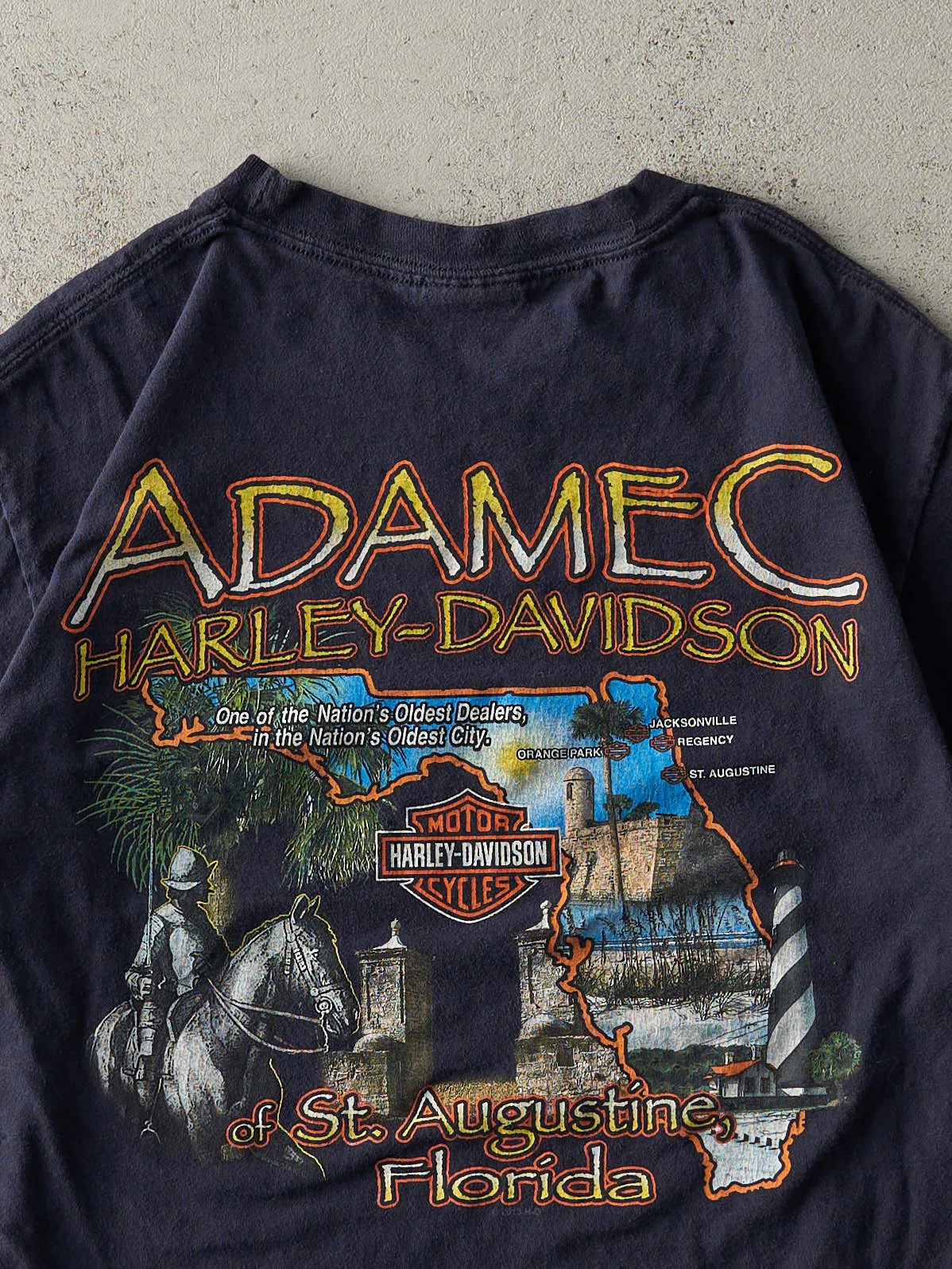 14' Faded Navy Blue St. Augustine Florida Harley Davidson Tee (S)