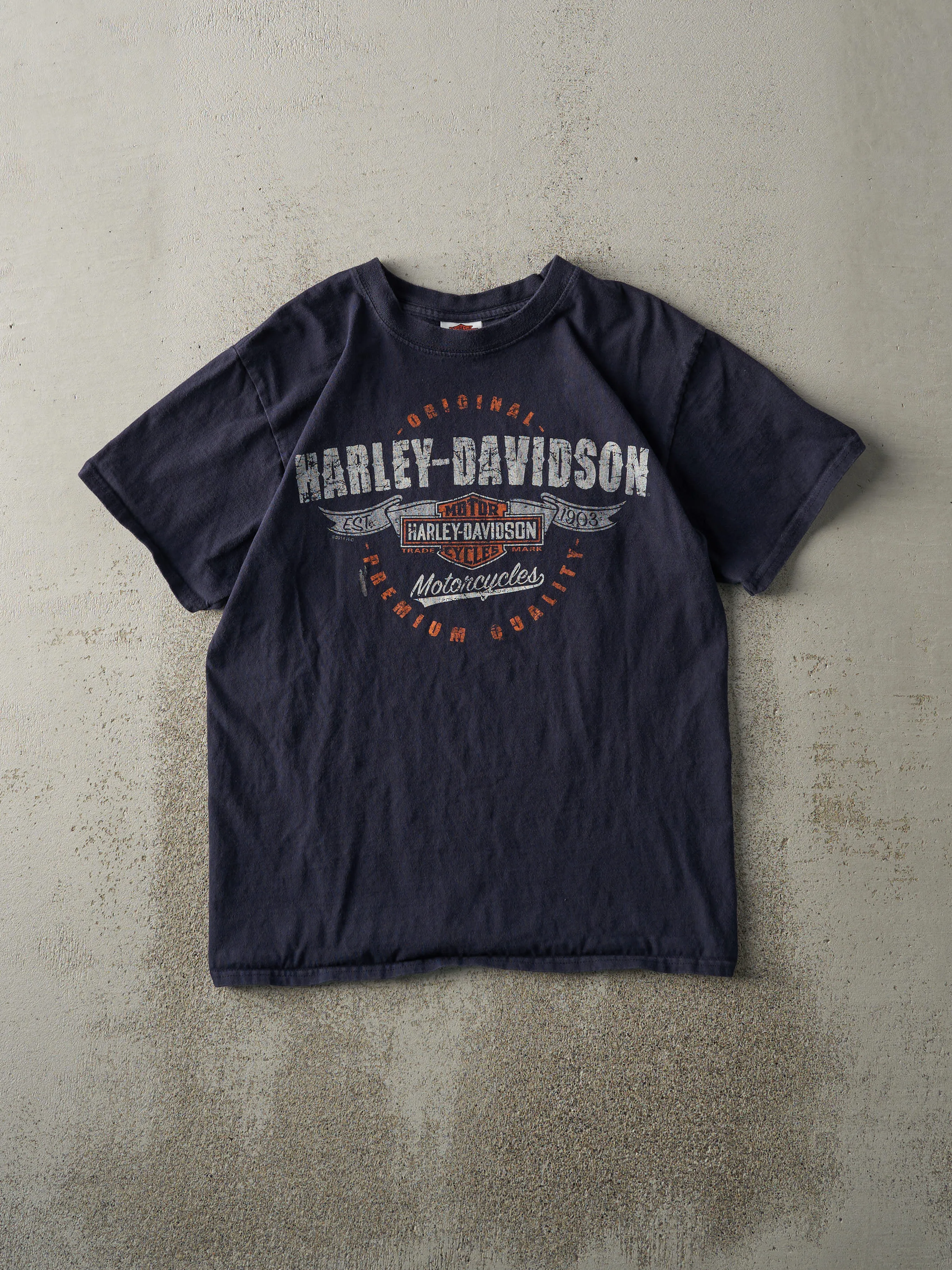 14' Faded Navy Blue St. Augustine Florida Harley Davidson Tee (S)