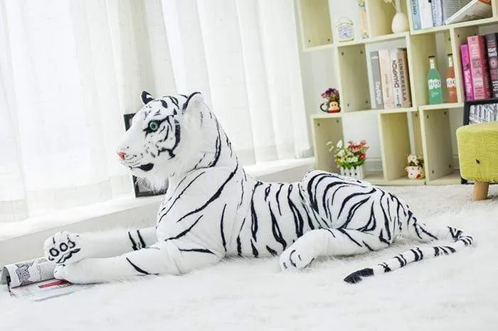 30-120cm Big Leopard Panther Plush Toys Giant White Tiger Black Panther Soft Stuffed Animal Pillow Animal Doll Toys For Children