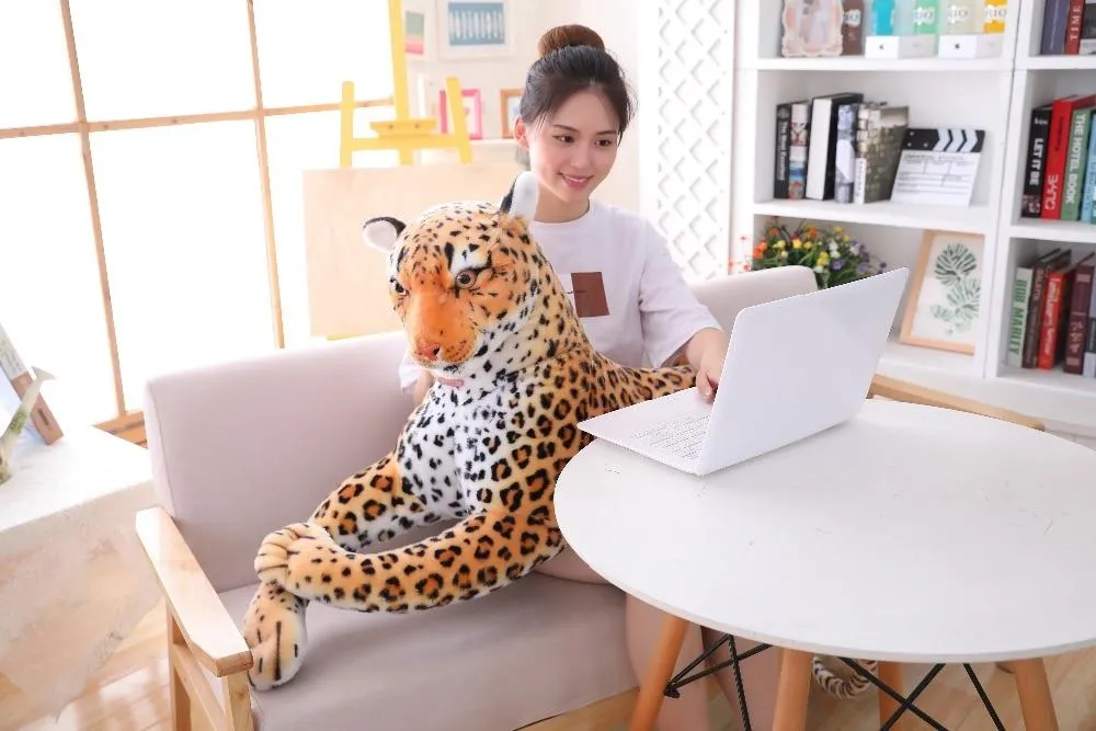 30-120cm Big Leopard Panther Plush Toys Giant White Tiger Black Panther Soft Stuffed Animal Pillow Animal Doll Toys For Children