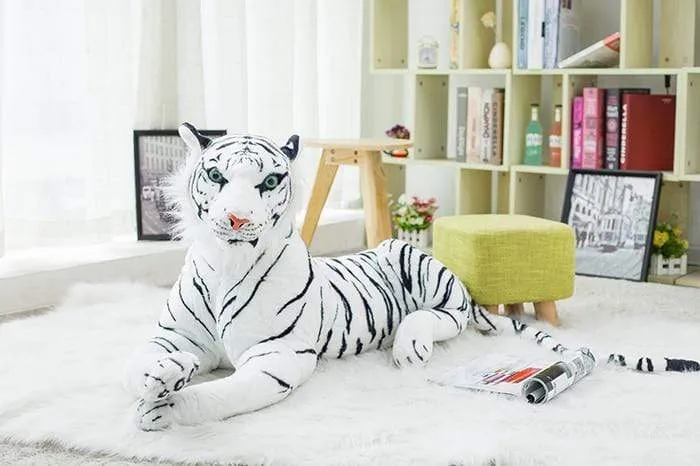 30-120cm Big Leopard Panther Plush Toys Giant White Tiger Black Panther Soft Stuffed Animal Pillow Animal Doll Toys For Children