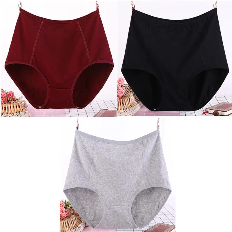 3Pcs/Lot Big Size Xl-6Xl Sexy High Waist Womens Cotton Solid Panties Breathable Briefs Underwear Lin