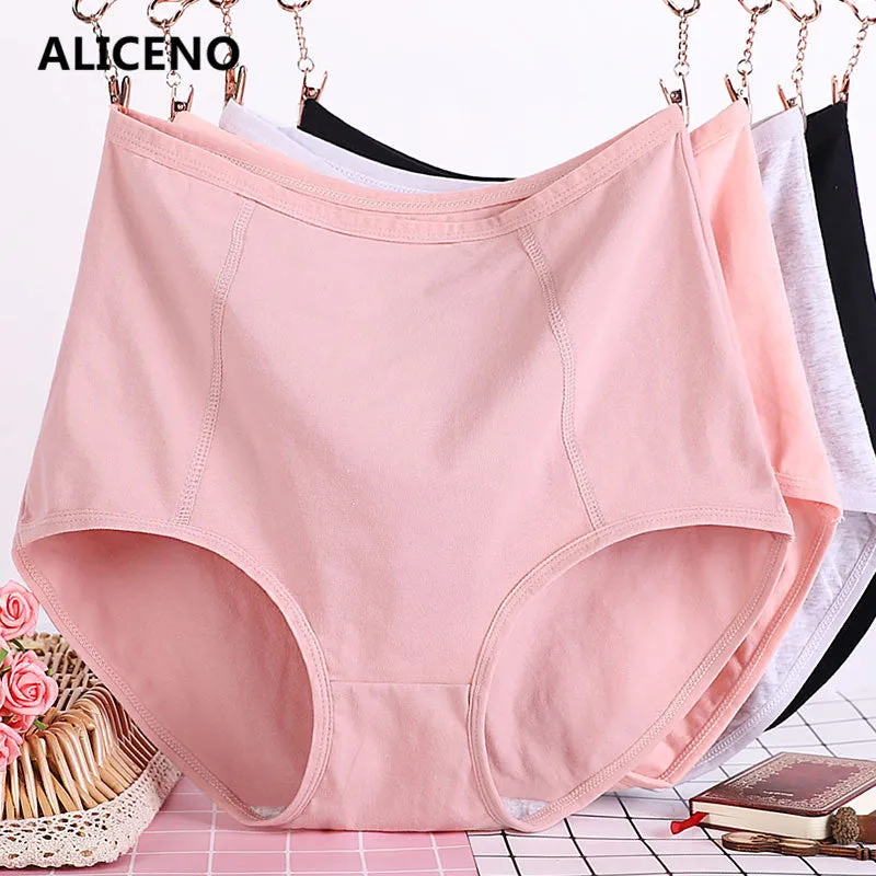 3Pcs/Lot Big Size Xl-6Xl Sexy High Waist Womens Cotton Solid Panties Breathable Briefs Underwear Lin