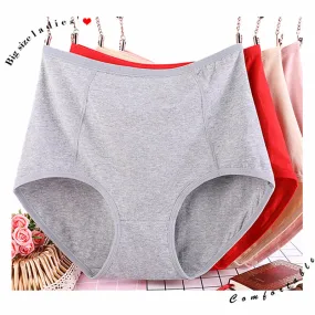 3Pcs/Lot Big Size Xl-6Xl Sexy High Waist Womens Cotton Solid Panties Breathable Briefs Underwear Lin