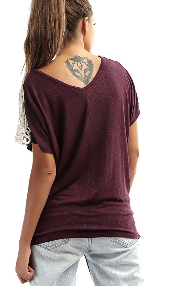 49182 Plain Elegant Top - Burgundy