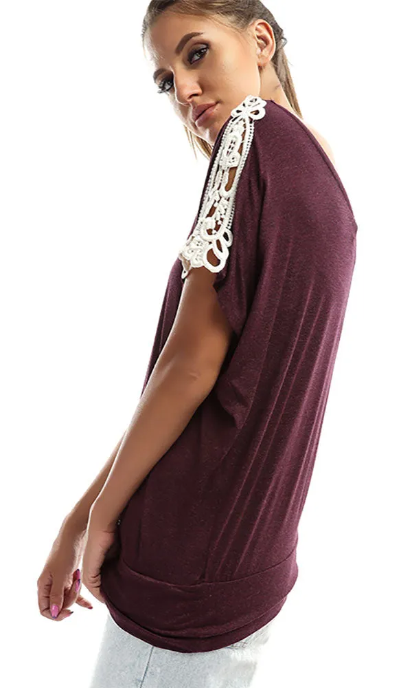 49182 Plain Elegant Top - Burgundy