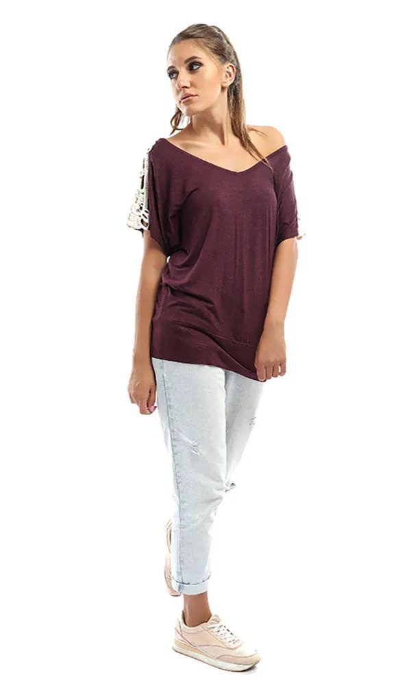 49182 Plain Elegant Top - Burgundy