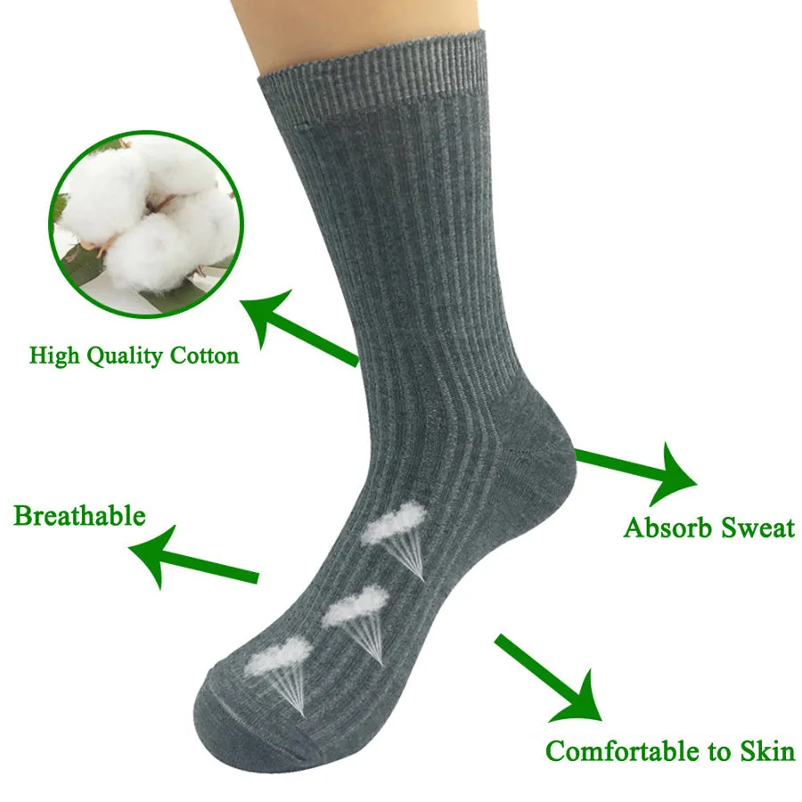 5 Pairs Lot Breathable Combed Cotton Business Crew Socks for Men