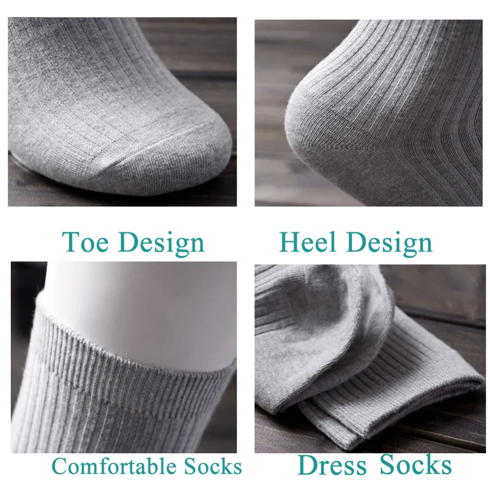 5 Pairs Lot Breathable Combed Cotton Business Crew Socks for Men