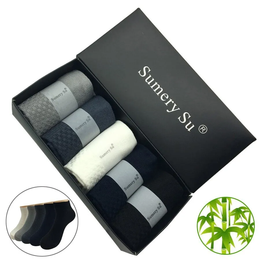 5 Pairs Lot Casual Bamboo Fiber Breathable Ankle Socks for Men