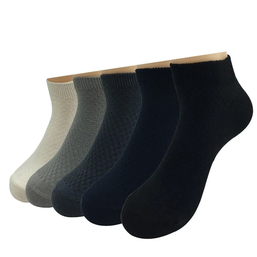 5 Pairs Lot Casual Bamboo Fiber Breathable Ankle Socks for Men