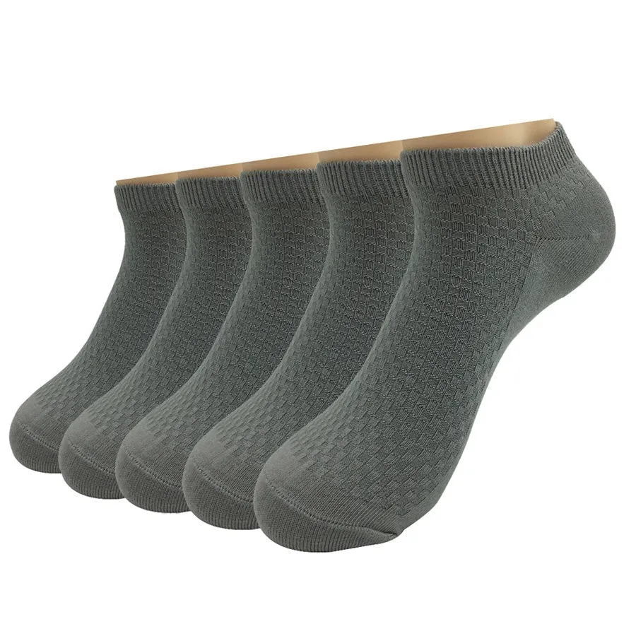 5 Pairs Lot Casual Bamboo Fiber Breathable Ankle Socks for Men