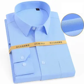 60% Cotton Men's Formal Long Sleeve Plain Color Turn-Down Collar Shirt