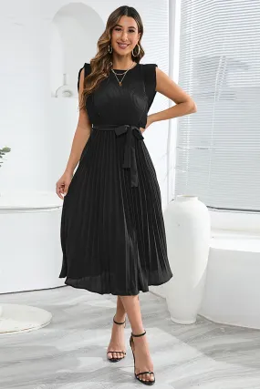 A-Line Sleeveless Black Casual Dress