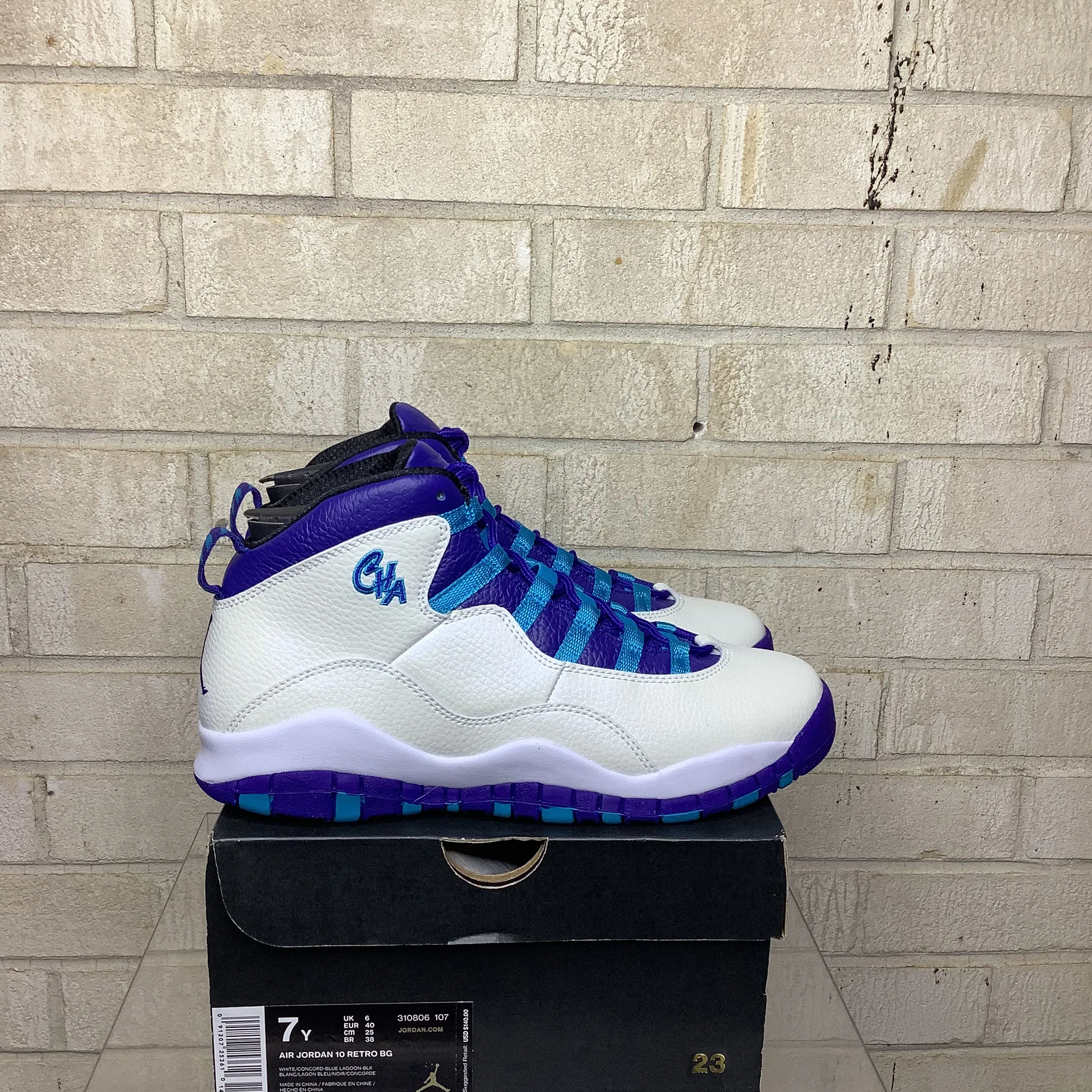 AIR JORDAN 10 CHARLOTTE SIZE 7Y 310806-107