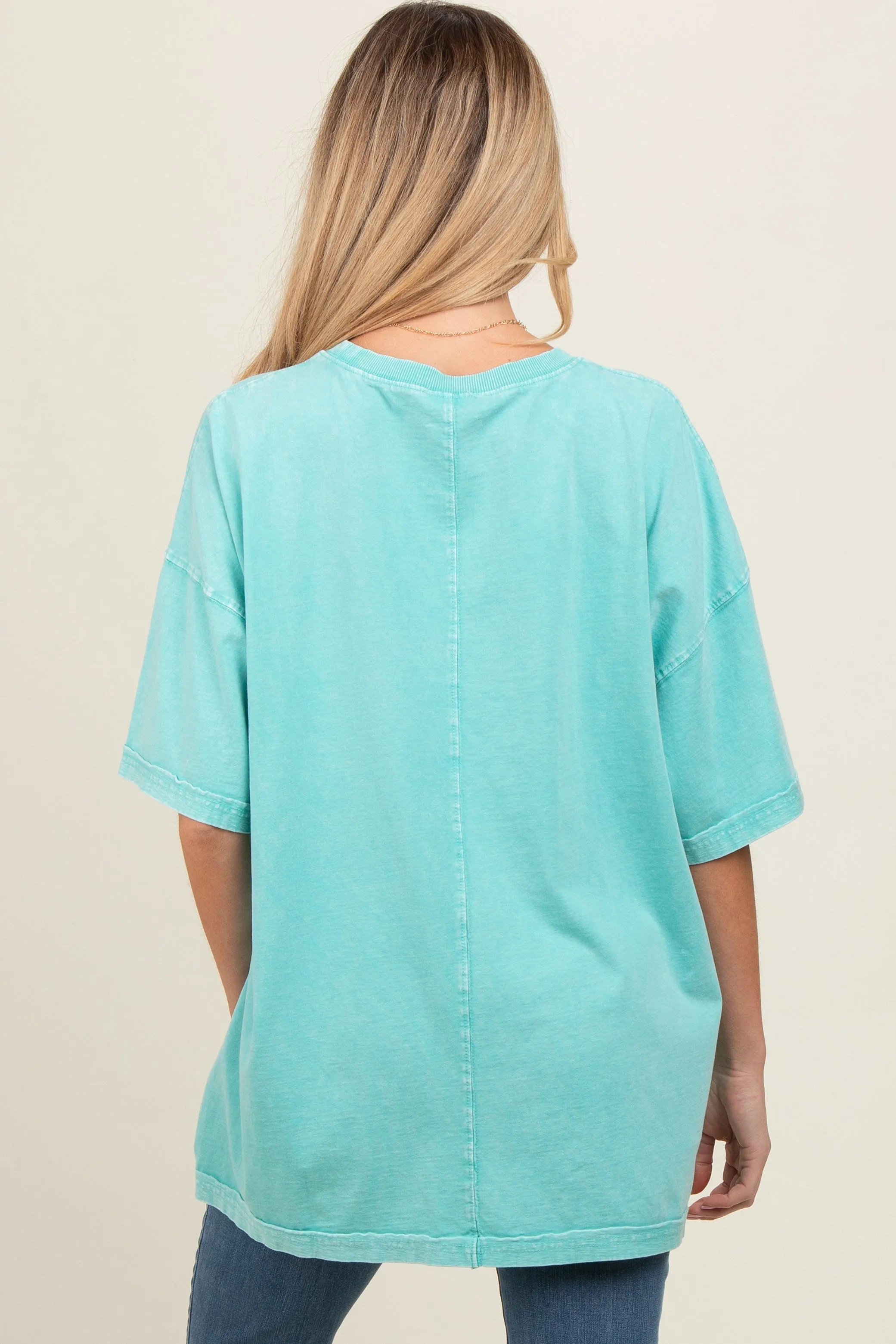 Aqua Faded Wash Maternity Short Sleeve Top