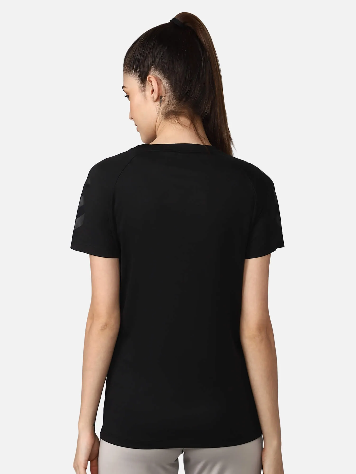 Azure Women Polyester Black T-Shirt