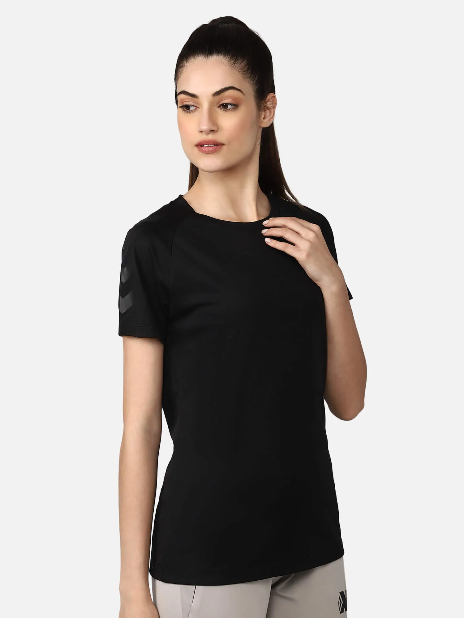 Azure Women Polyester Black T-Shirt