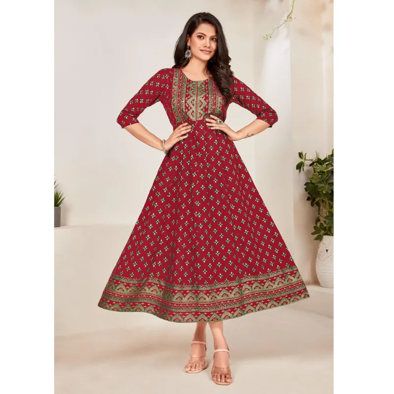 Beautiful Women Red Ethnic Gown