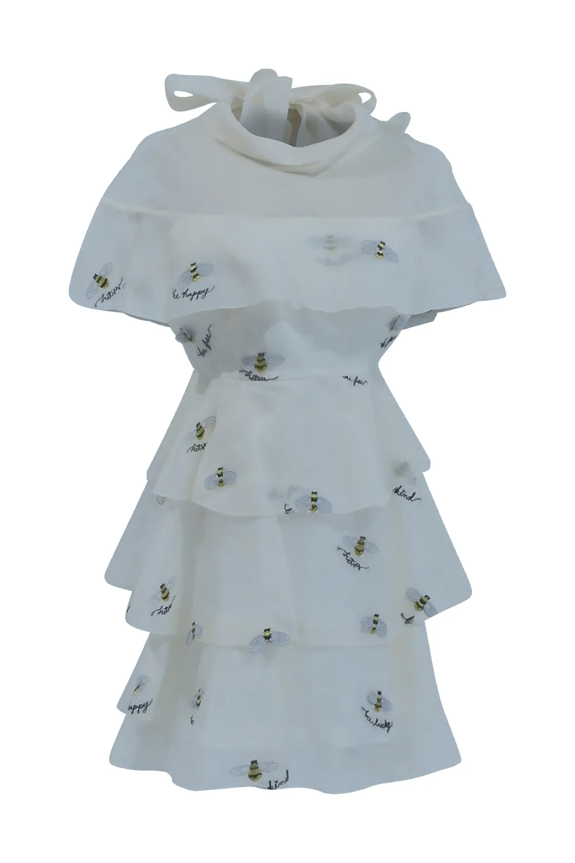 Bee Embroidered Ruffle Dress