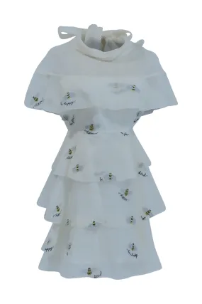 Bee Embroidered Ruffle Dress