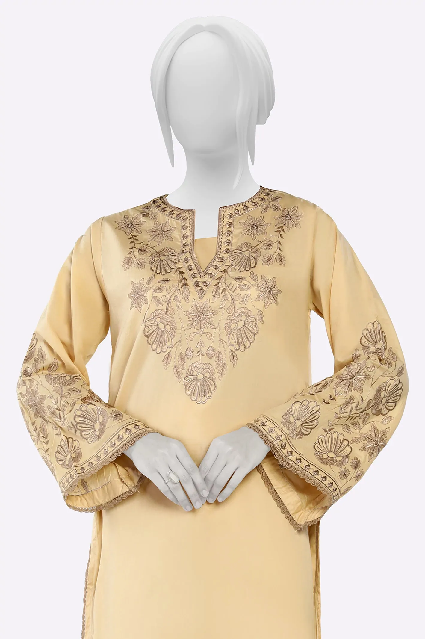 Beige Embroidered 2PC