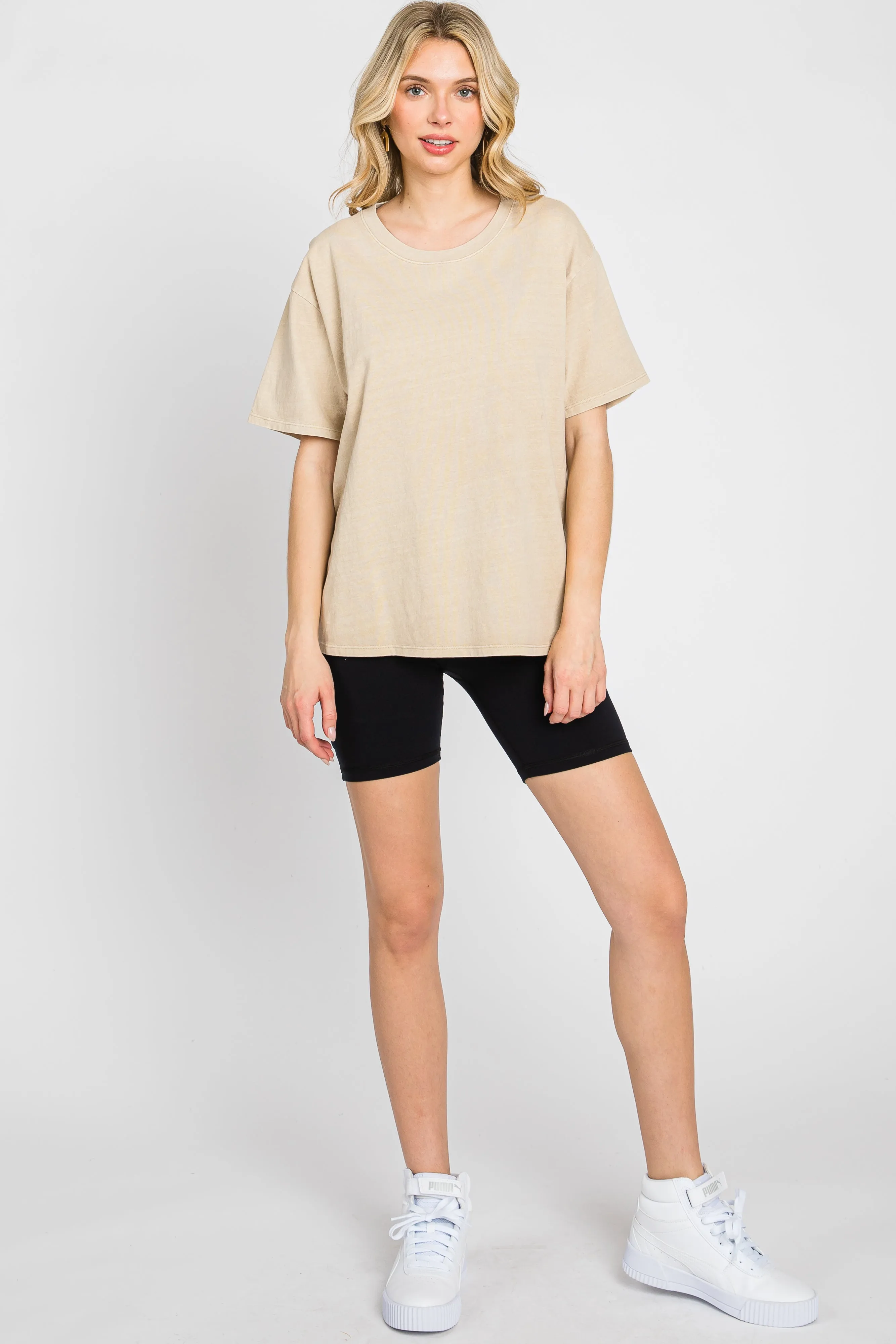 Beige Faded Basic T-Shirt