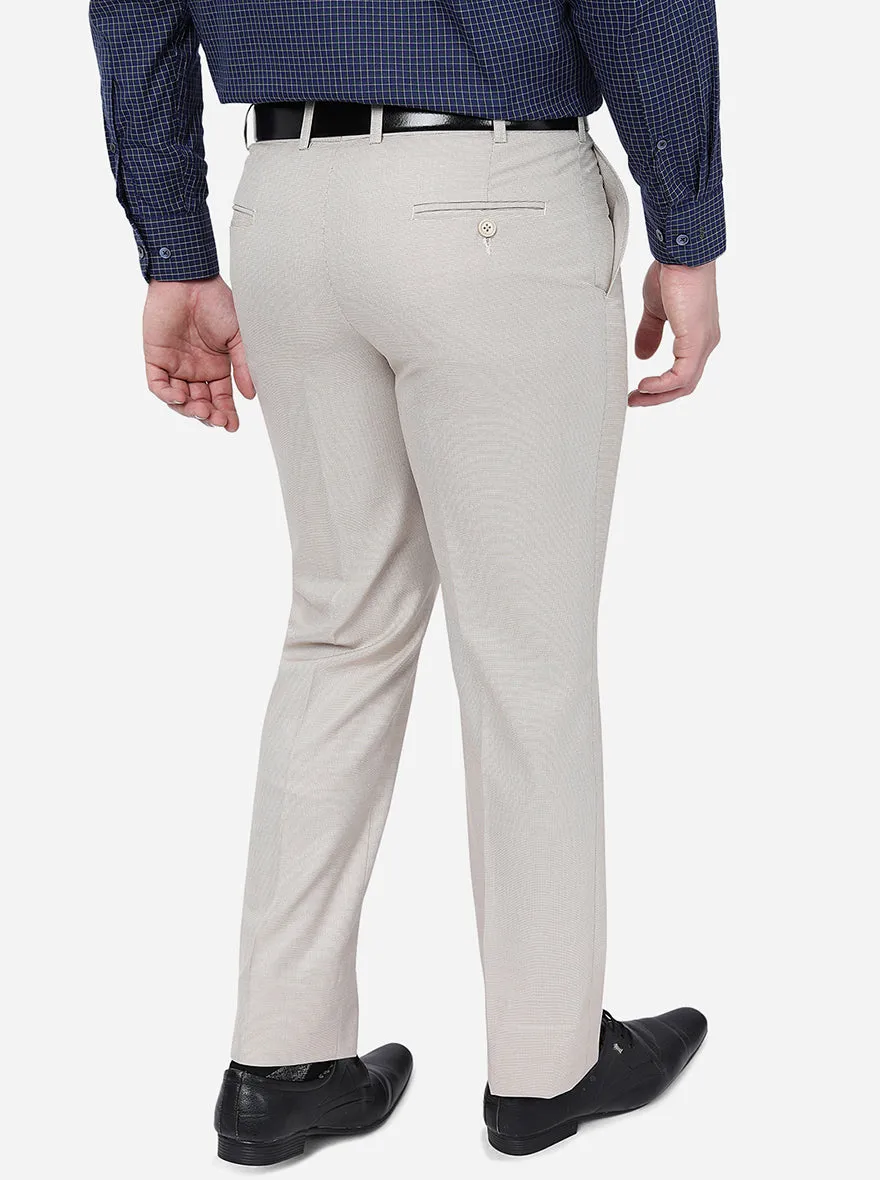 Beige Solid Classic Fit Formal Trouser | Greenfibre