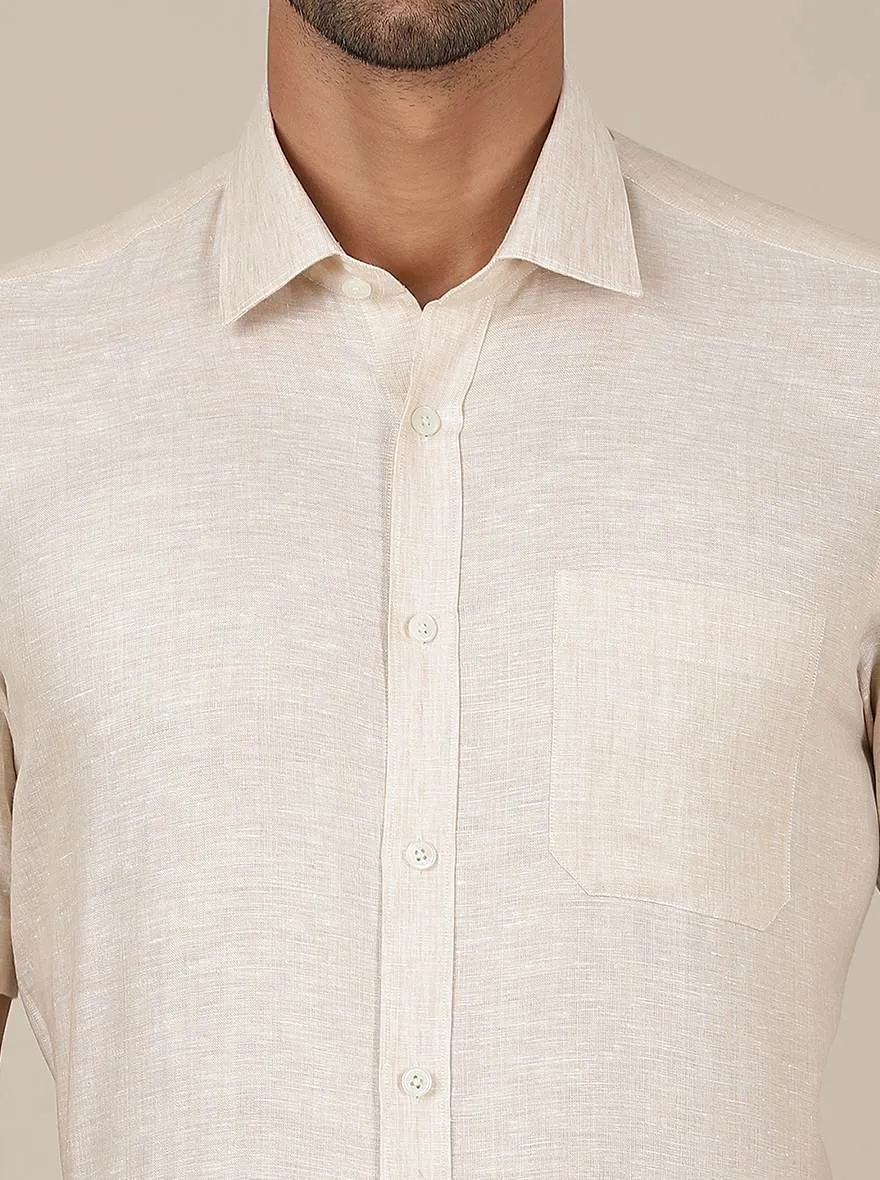 Beige Solid Regular Fit Formal Shirt | JadeBlue