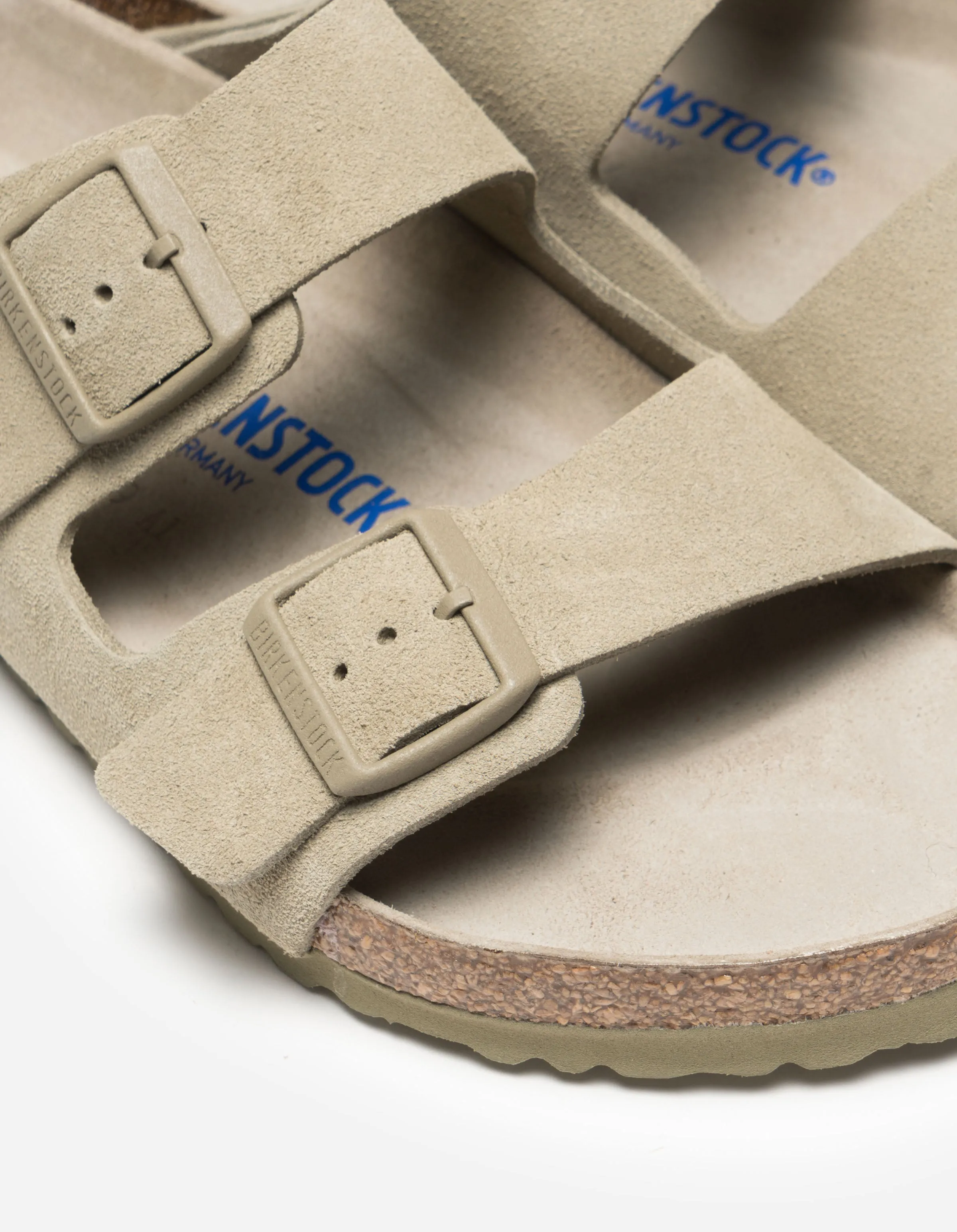 Birkenstock Arizona Soft Footbed Suede Leather Faded Khaki