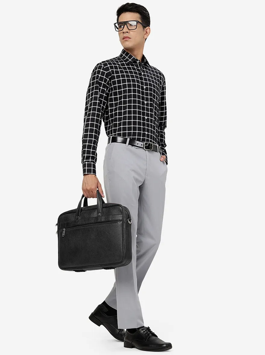 Black Checked Regular Fit Formal Shirt | JadeBlue