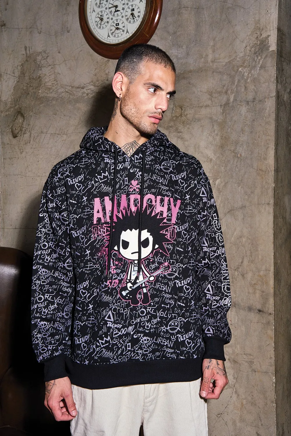 Black Faded Anarchy Hoodie