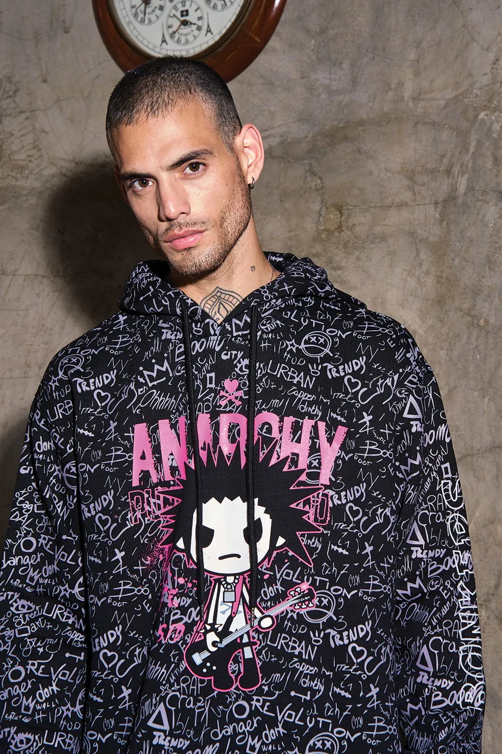 Black Faded Anarchy Hoodie